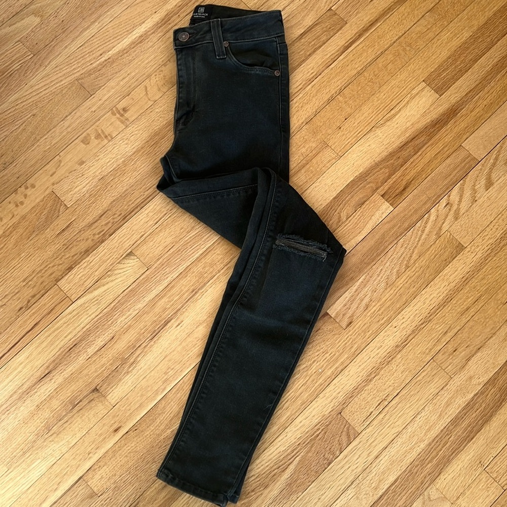 Just Black | Size 24 Olive Distressed High-Waisted Skinny Jeans